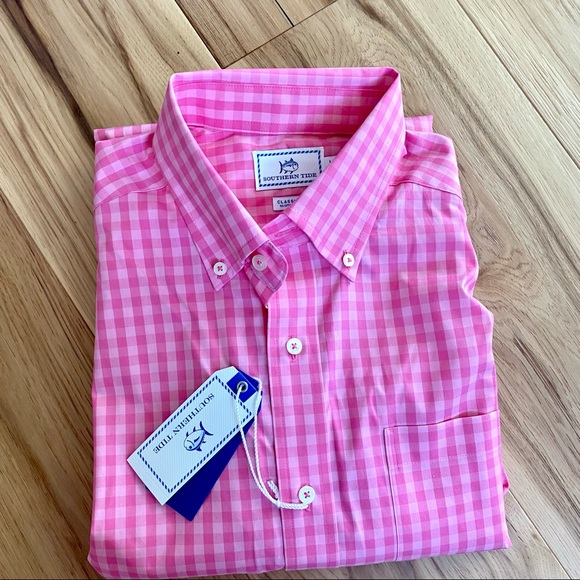 Southern Tide Getaway Gingham Sport Shirt in Pink Lemonade NWT sz M - Picture 8 of 12
